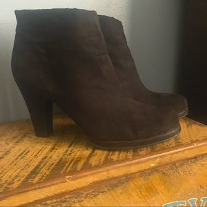Brand new, never worn Rampage, Black Suede size 8 High heel booties(no box)